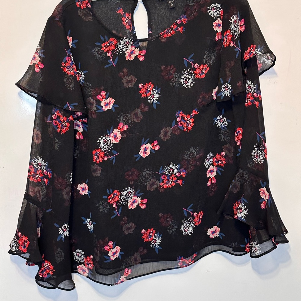 Express Black and Red Floral Blouse